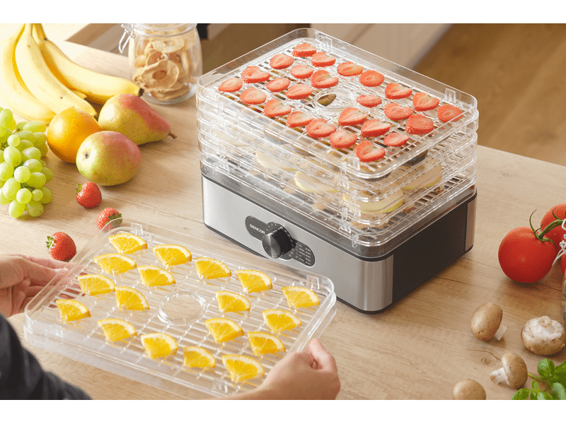 Sencor SFD 950SS Élelmiszer aszaló, 5 szita, fekete-acél