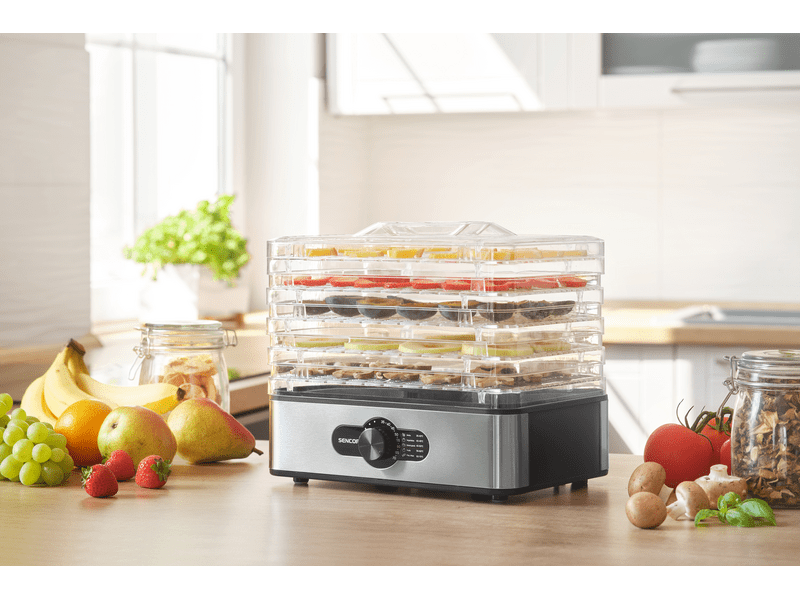 Sencor SFD 950SS Élelmiszer aszaló, 5 szita, fekete-acél