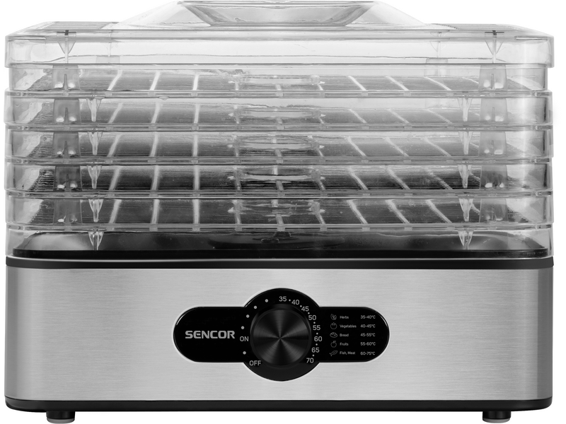 Sencor SFD 950SS Élelmiszer aszaló, 5 szita, fekete-acél