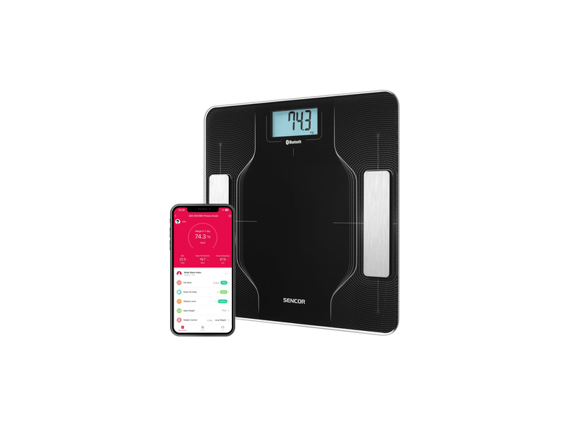 Okos személymérleg, 180kg-ig, fekete