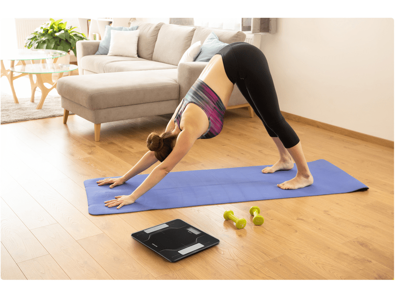 Okos személymérleg, 180kg-ig, fekete