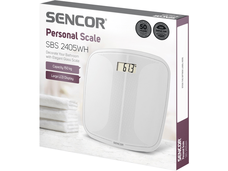 Sencor  SBS 2405WH Személymérleg, 150 kg, fehér