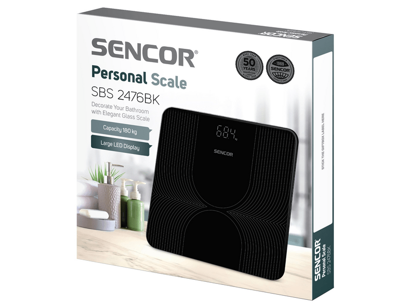 Sencor SBS 2476BK Személymérleg, 180 kg, fekete