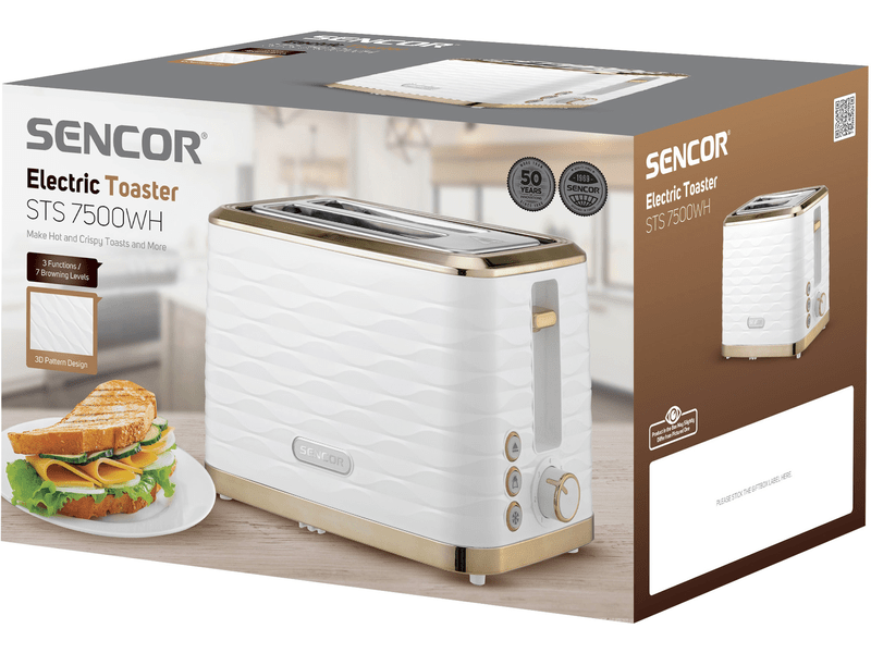 Kenyérpirító, 930W, fehér