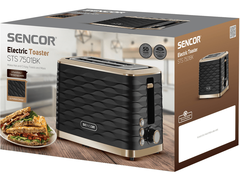 Kenyérpirító, 930W, fekete