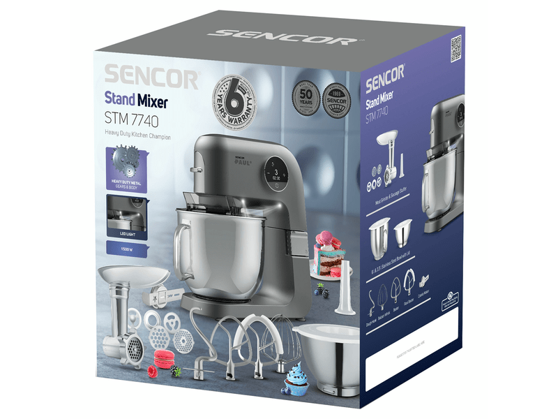 Konyhai robotgép, 1500W, 4.5L, szürke