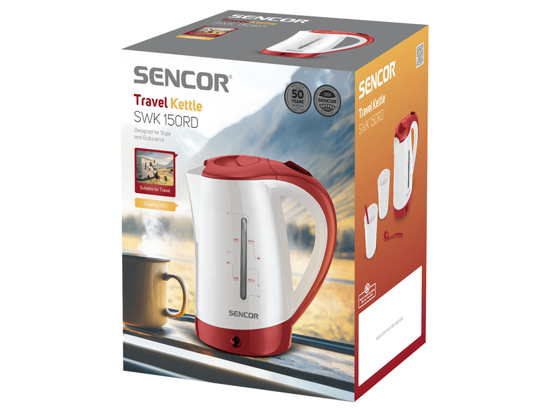 Vízforraló, 1100W, 0.5L, fehér/piros