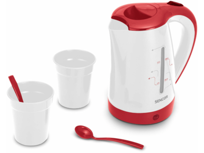 Vízforraló, 1100W, 0.5L, fehér/piros