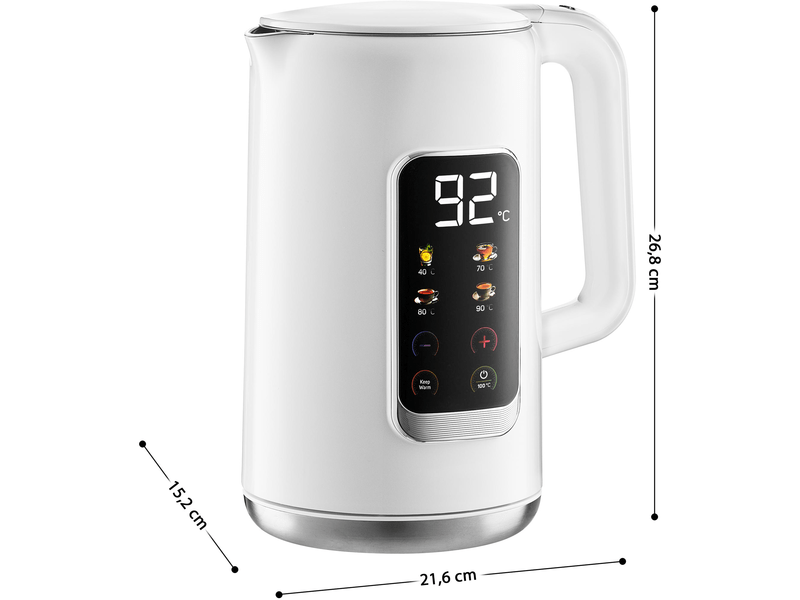Vízforraló, 2200W, 1.7L, fehér
