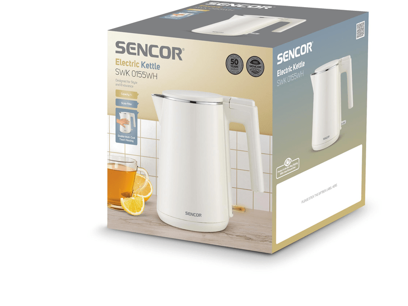 Vízforraló, 1500W, 1L, fehér