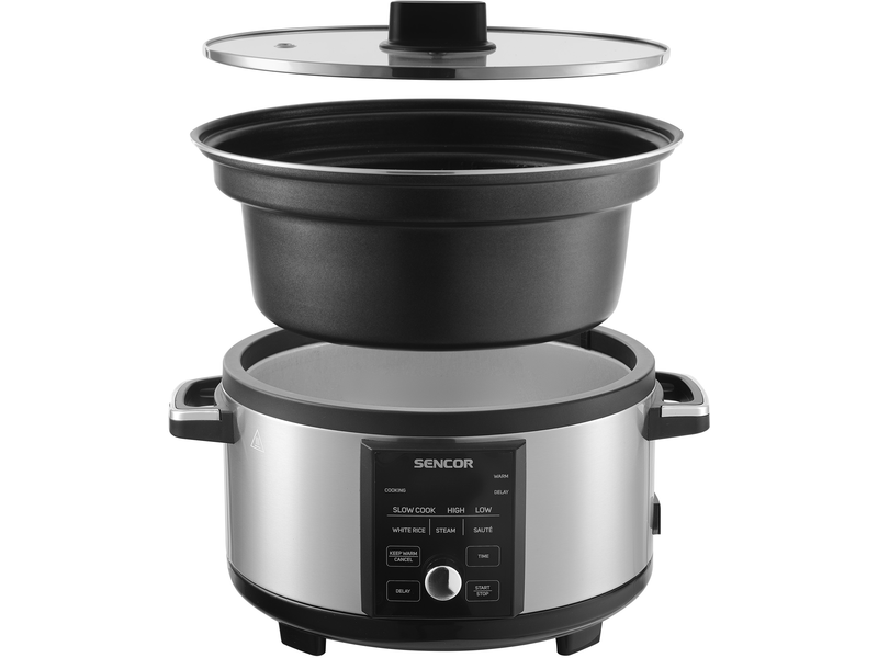 Lassú főzőedény, 5.5L, fekete/inox