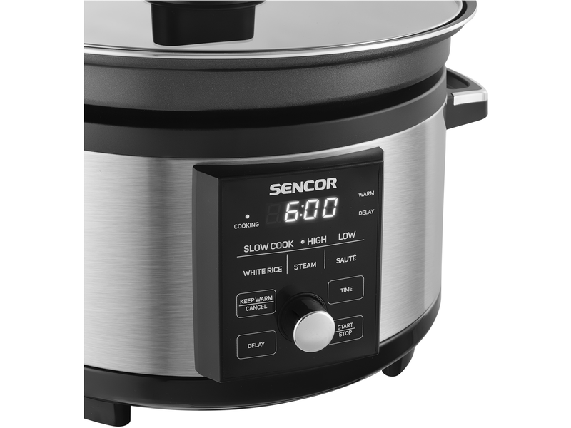 Lassú főzőedény, 5.5L, fekete/inox