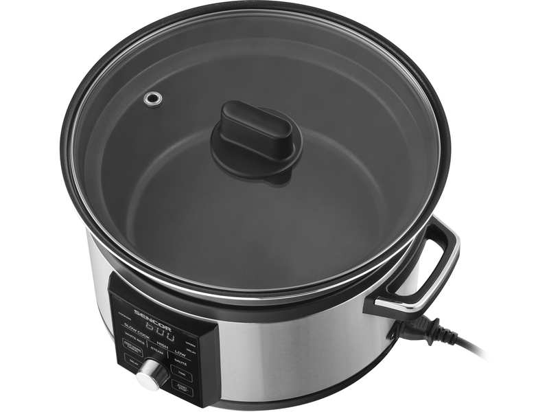 Lassú főzőedény, 5.5L, fekete/inox