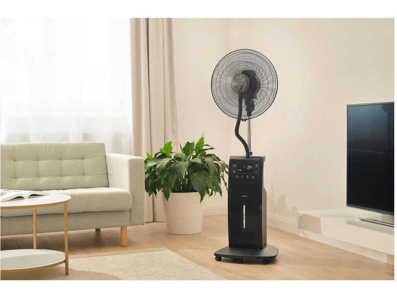 Vízpermetes állóventilátor, 90W, fekete
