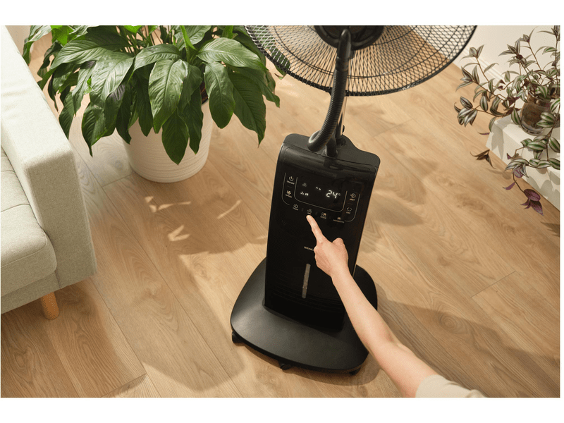 Vízpermetes állóventilátor, 90W, fekete