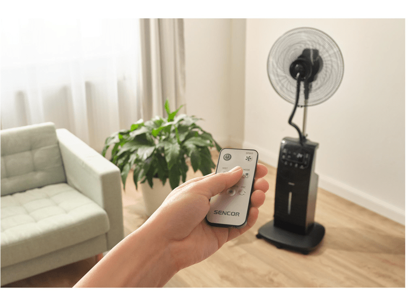 Vízpermetes állóventilátor, 90W, fekete
