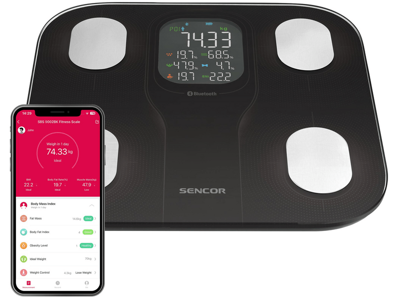 Sencor SBS 9002BK Okos személymérleg, fekete