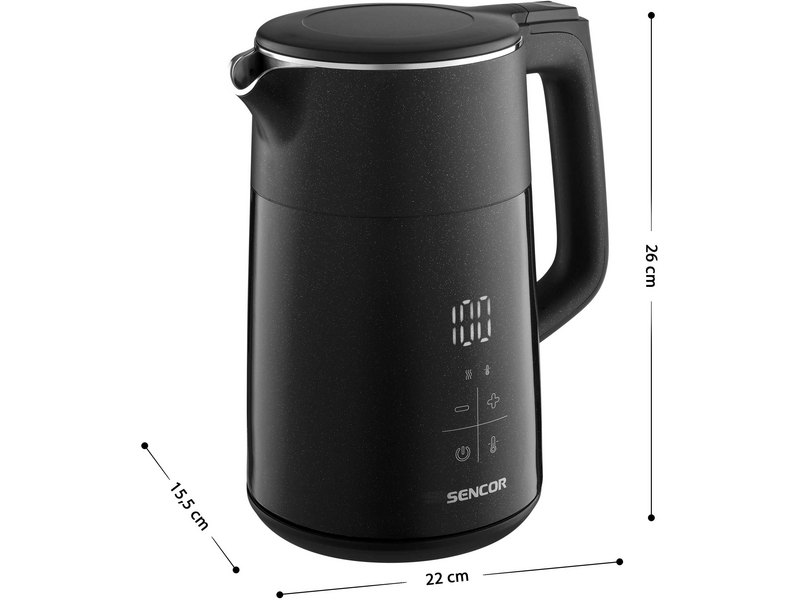 Sencor SWK 0610BK Hőfokszabályozós vízforraló, fekete