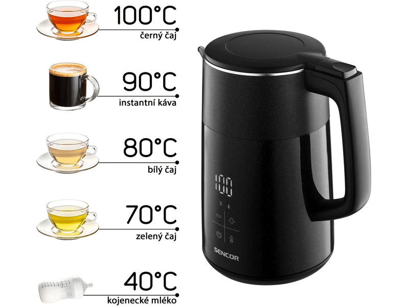 Sencor SWK 0610BK Hőfokszabályozós vízforraló, fekete