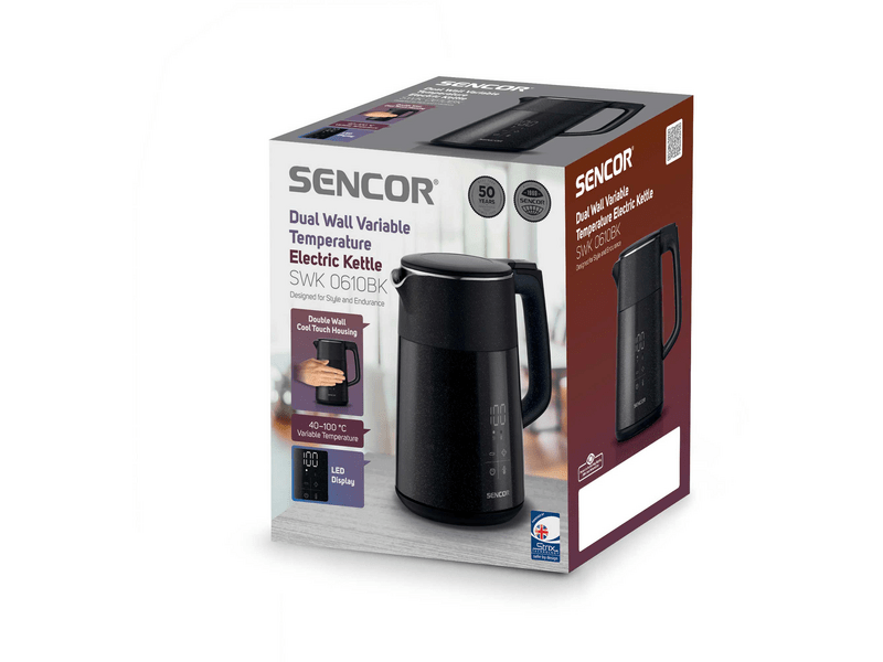 Sencor SWK 0610BK Hőfokszabályozós vízforraló, fekete