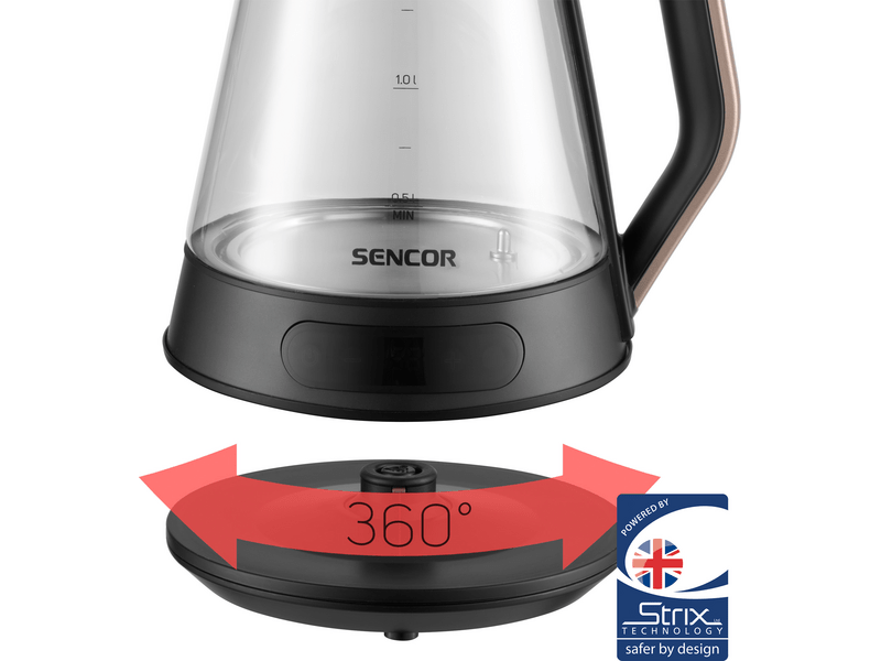 Sencor SWK 1595BK Vízforraló, 1,5l, üveg