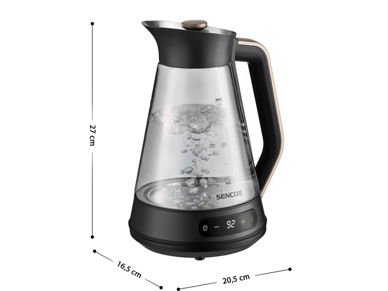 Sencor SWK 1595BK Vízforraló, 1,5l, üveg