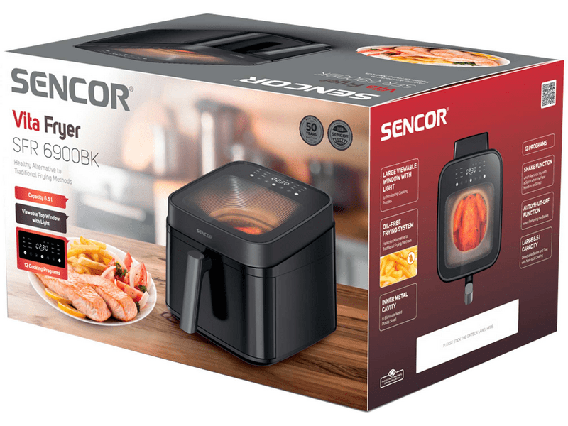 Sencor SFR 6900BK Airfryer, 6,5L, fekete