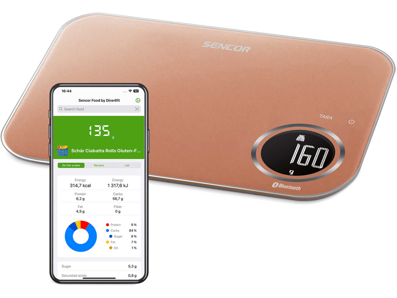 Sencor SKS 7176GD okos konyhai mérleg, arany