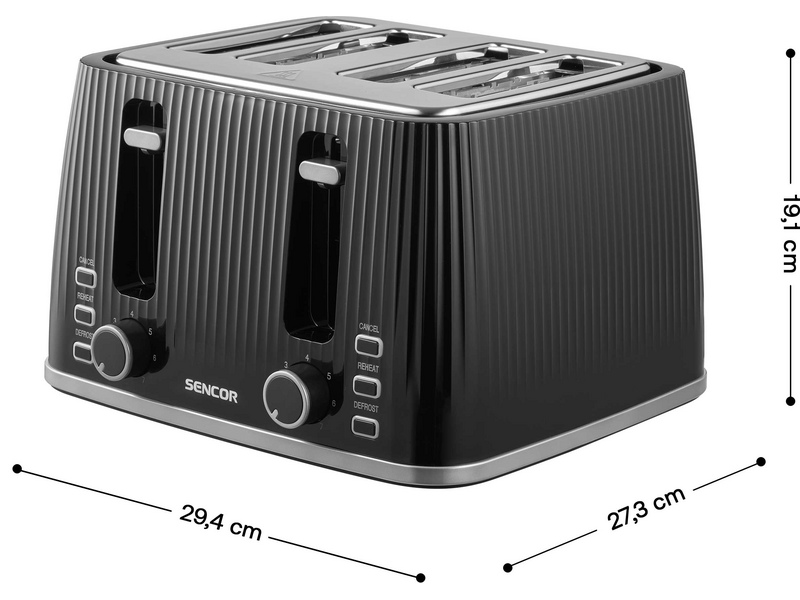 Sencor STS 7541BK 4 szeletes kenyérpirító, fekete