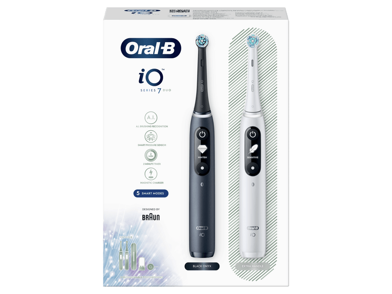 Oral-B iO7 DuoPack Elektromos fogkefe, fekete + fehér