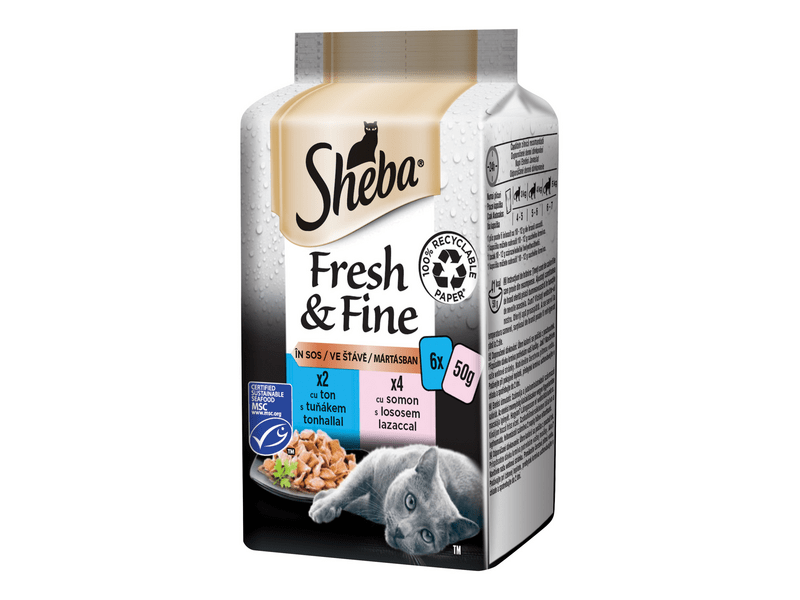 Sheba Fresh & Fine lazaccal és tonhallal, 6x 50 g