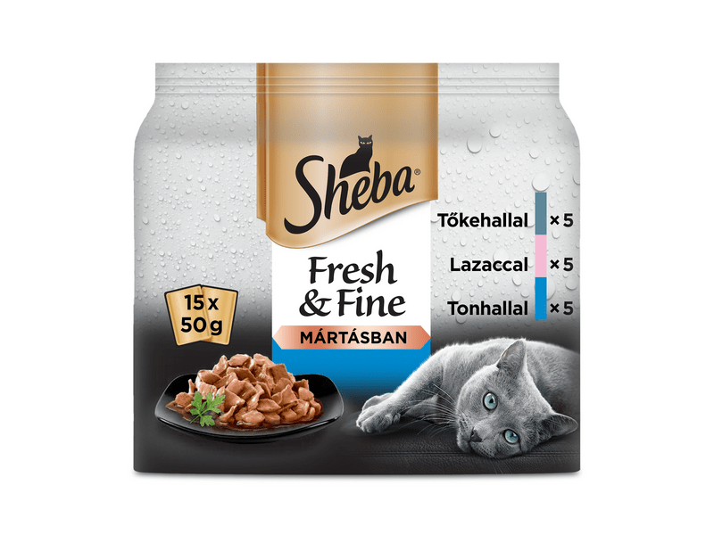 Sheba Fresh & Fine halas válogatás mártásban, 15x 50 g