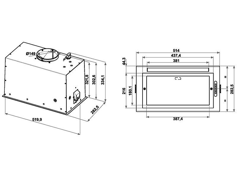 Whirlpool WCT363FLTK beépíthető páraelszívó, Fekete