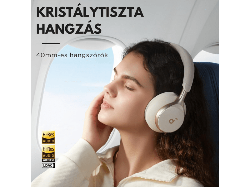 Anker Soundcore Space One Bluetooth fejhallgató, krémszínű (A3035G21)