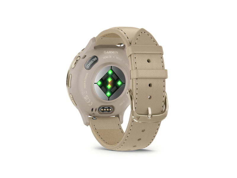 Garmin Venu 3S Okosóra, francia szürke-krémarany, bőr és szilikon szíjjal (010-02785-55)