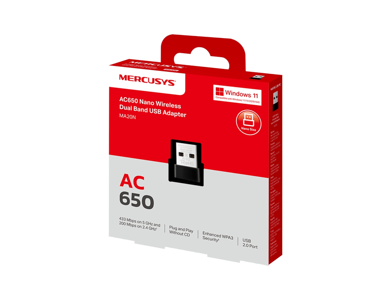 AC650 nano vez.nél.két-sávos USB adapter