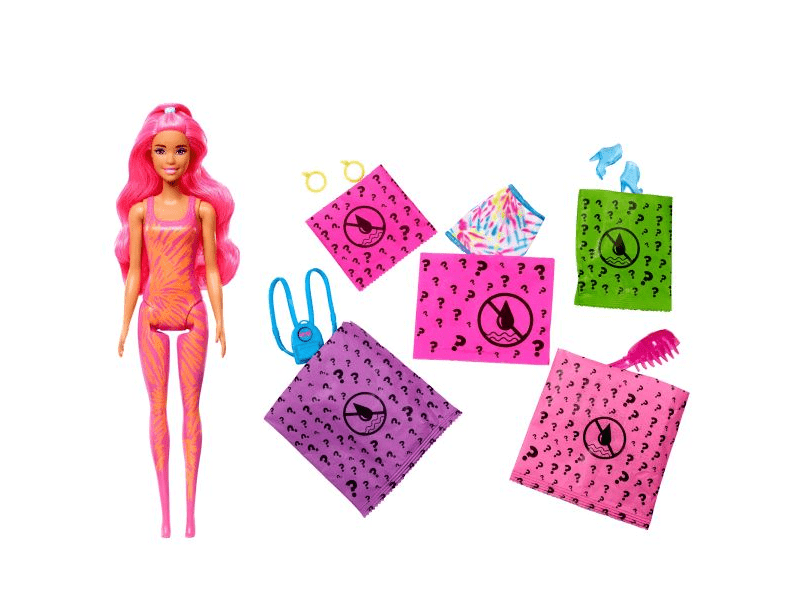 Barbie: Color Reveal meglepetés baba - Csini neon, 1 db, többféle (HCC67)