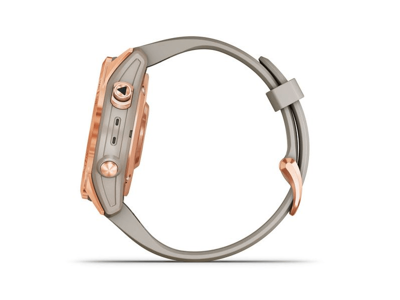 Garmin Fenix 7S Solar Okosóra, Rosegold, Homok színű szilikon szíj (010-02539-11)