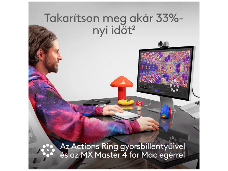 Logitech MX Master 4 Mac Vezeték nélküli egér, fehér ezüst