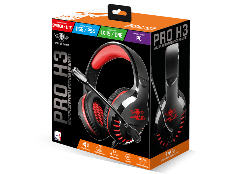 Spirit of Gamer PRO-H3 Gaming headset, piros