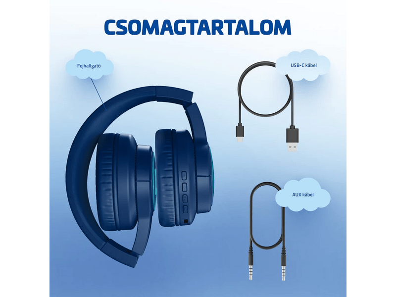 LAMAX GlowKid1 Gyerek fejhallgató, kék (LXGLOKIDLA)