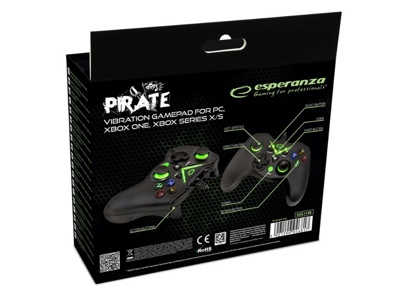 Esperanza EGG114K Pirate PC/Xbox One/Xbox Serie X/S Játékkontroller