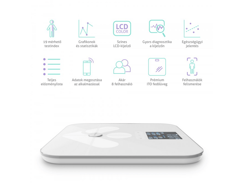 TrueLife FitScale W7 BT intelligens személymérleg, fehér