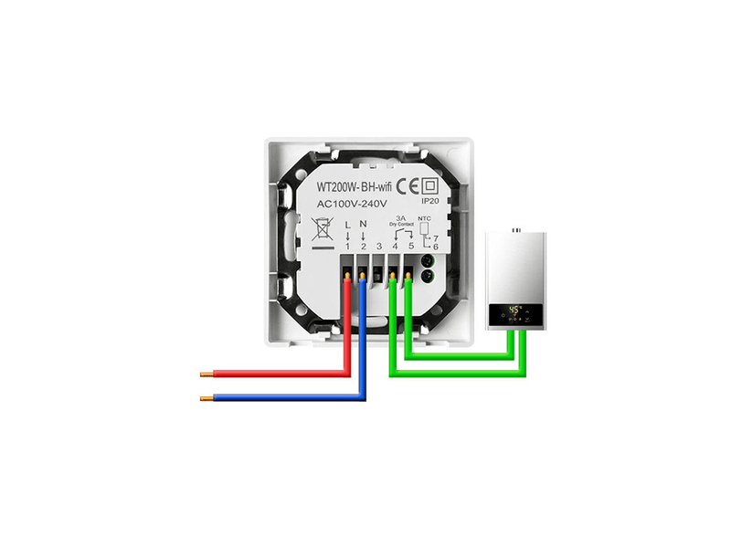 Avatto WT200-BH-3A-W Intelligens kazánfűtés termosztát 3A WiFi TUYA
