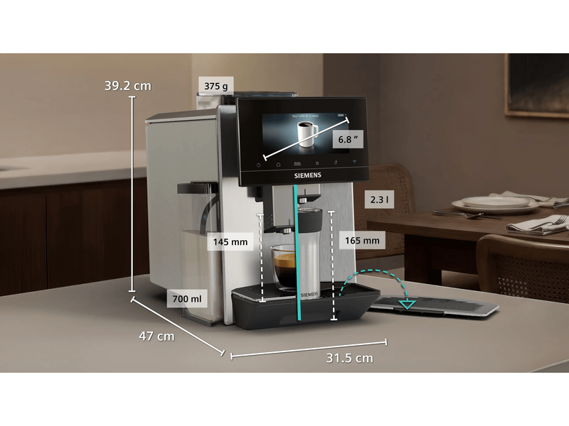 Siemens EQ900 iAroma Automata kávéfőző, nemesacél (TQ923E83)