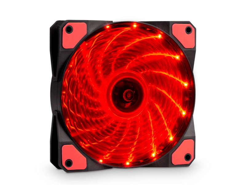 Akyga AW-12C-BR 3-pin LED ventilátor, 12cm, piros