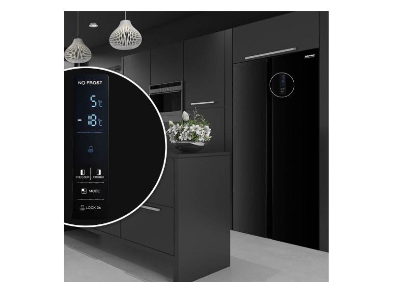 MPM MPM-427-SBS-03/N Side by side hűtőszekrény, fekete