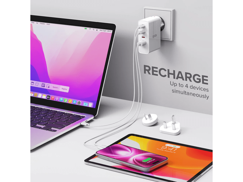 SBS Utazó adapter töltő PD 100W fehér