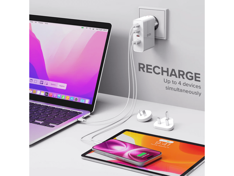 SBS Utazó adapter/ töltő, PD, 100W, fehér (TETRUSB3CPD100INT)