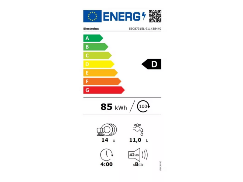 Electrolux EEC87315L Beépíthető mosogatógép